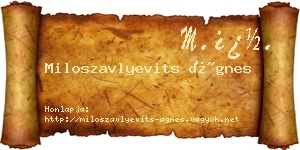 Miloszavlyevits Ágnes névjegykártya